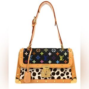 Louis Vuitton Black and Tan Polka Dot Shoulder Bag